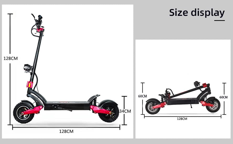 TIFGALOP Adult Electric Scooter Motor Power 1600W Maximum Speed 33 MPH Range 80~90KM，10 inch tubeless Off-Road Tires Convenient Folding Sports Scooter