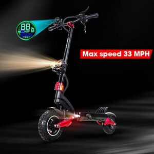 TIFGALOP Adult Electric Scooter Motor Power 1600W Maximum Speed 33 MPH Range 80~90KM，10 inch tubeless Off-Road Tires Convenient Folding Sports Scooter