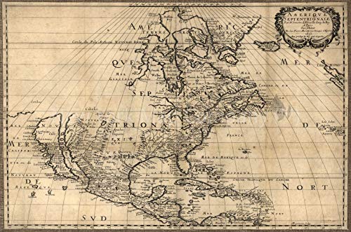 1650 Map| North America| Amerique septentrionale Map Size: 16 inches x 24 inches
