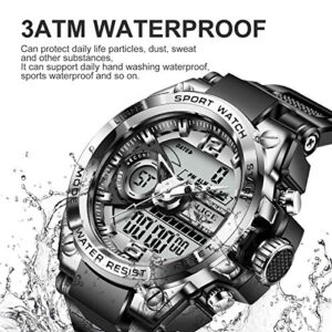 LIGE Digital Outdoor Sports Watches,50M Waterproof Military Luminous Digital Analog Mens Watches and Heavy Duty Electronic with Alarm, Stopwatch Calendar Clock Wristwatch