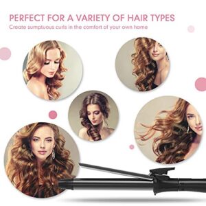 Curling Iron K&K 1 Inch Clipped with Tourmaline Ceramic Barrel, Professional 25mm Hair Curler Curling Iron up to 450°F Dual Voltage for Traveling, Hair Waving Style (1 inch) (1 Inch)