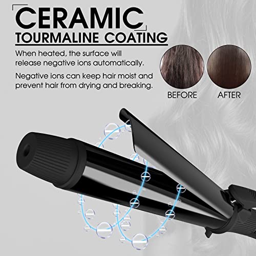 Curling Iron K&K 1 Inch Clipped with Tourmaline Ceramic Barrel, Professional 25mm Hair Curler Curling Iron up to 450°F Dual Voltage for Traveling, Hair Waving Style (1 inch) (1 Inch)