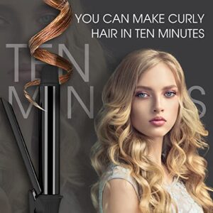 Curling Iron K&K 1 Inch Clipped with Tourmaline Ceramic Barrel, Professional 25mm Hair Curler Curling Iron up to 450°F Dual Voltage for Traveling, Hair Waving Style (1 inch) (1 Inch)