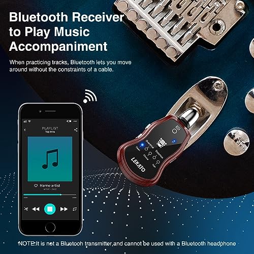 Guitar Headphone Amp,LEKATO Mini Guitar Amplifier Rechargeable Pocket Guitar Amp with Bluetooth Receiver Clean Chorus Overdrive Distortion and Wah