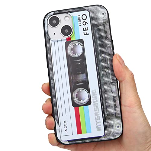 Tonvizern for iPhone 13 Mini 5.4 inch 2021 Case, Soft TPU Phone Case Music Classic Cassette Tape Retro 80’s Type Case Cover for Girls Women, Slim Shockproof Protective Case Cover (White)