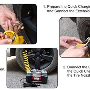 LDCRE Tire Air Chuck with Clip Adapter, Brass Locking Tire Inflator Nozzle Adapter Connect, No Leakage Tire Chucks for Vehicle Inflator Compressor Pump Connect Accessories Tool 8mm 2Pack