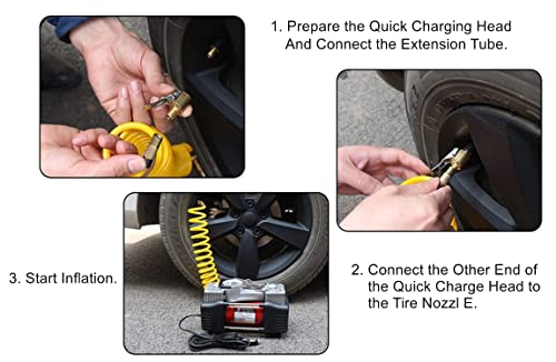 LDCRE Tire Air Chuck with Clip Adapter, Brass Locking Tire Inflator Nozzle Adapter Connect, No Leakage Tire Chucks for Vehicle Inflator Compressor Pump Connect Accessories Tool 8mm 2Pack