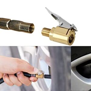 LDCRE Tire Air Chuck with Clip Adapter, Brass Locking Tire Inflator Nozzle Adapter Connect, No Leakage Tire Chucks for Vehicle Inflator Compressor Pump Connect Accessories Tool 8mm 1Pack