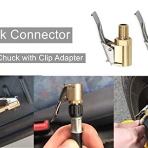 LDCRE Tire Air Chuck with Clip Adapter, Brass Locking Tire Inflator Nozzle Adapter Connect, No Leakage Tire Chucks for Vehicle Inflator Compressor Pump Connect Accessories Tool 8mm 1Pack