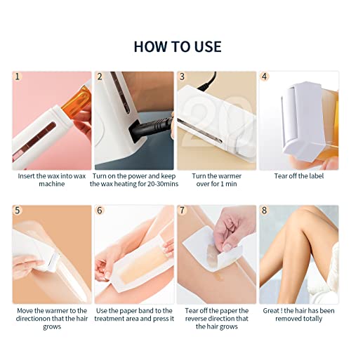 Portable Wax Warmer for Hair Removal,Wax Heater for Roll on Wax Cartridge,Home Waxing Machine for Women and Men(White)