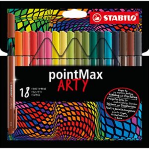 STABILO Nylon Tip Writing Pen pointMax ARTY - Wallet of 18 - Assorted Colors