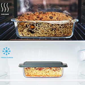 M MCIRCO 6-Piece Glass Loaf Pan with Lids Set, Meatloaf Pan With Airtight Lids, Loaf Pan For Bread, Cake, Pastries, BPA-free, Easy Grip, Fridge-to-Oven (1800ML/1.9Qt/ 7.2 Cups)