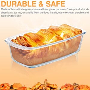 M MCIRCO 6-Piece Glass Loaf Pan with Lids Set, Meatloaf Pan With Airtight Lids, Loaf Pan For Bread, Cake, Pastries, BPA-free, Easy Grip, Fridge-to-Oven (1800ML/1.9Qt/ 7.2 Cups)