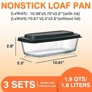 M MCIRCO 6-Piece Glass Loaf Pan with Lids Set, Meatloaf Pan With Airtight Lids, Loaf Pan For Bread, Cake, Pastries, BPA-free, Easy Grip, Fridge-to-Oven (1800ML/1.9Qt/ 7.2 Cups)