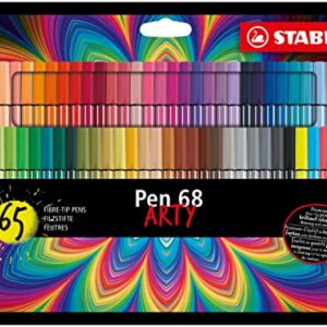 STABILO Premium Felt Tip Pen Pen 68 ARTY - Wallet of 65-65 Colors