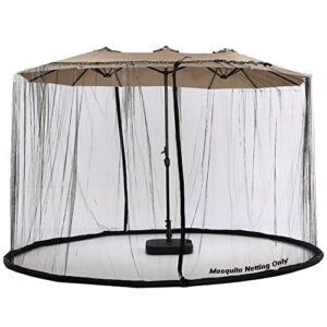 tiimmgaal mosquito neting for 14ft double-sided patio umbrella sunbrella neting double zipper water pipe bottom used and for patio gazebo pop up canopy10x10 interchangeable (black)