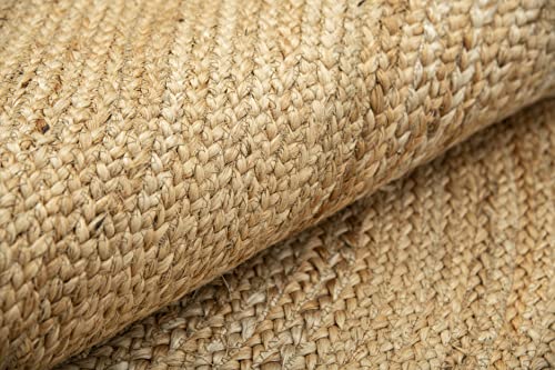 HOMEMONDE 4 x 6 ft Braided Oval Rug Farmhouse Reversible Carpet for Living Room Handmade Jute Area Rugs, Natural