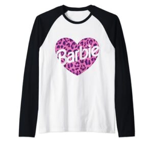 barbie - leopard heart logo raglan baseball tee