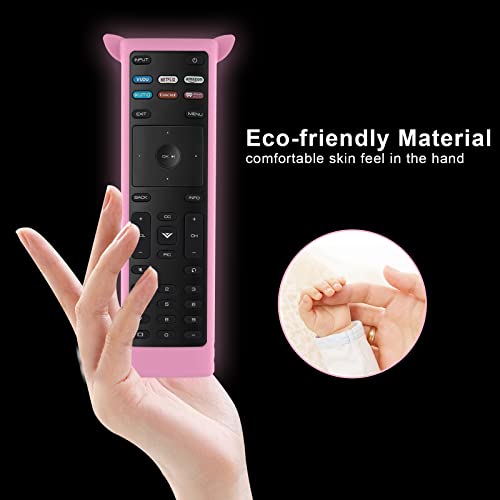 XRT136 Universal Remote for Vizio TV with Remote Case, Remote Control for Vizio Smart TVs 32" 40" 43" 50" 55" 58" 65" 70" 75" 85", Anti-Lost Silicone Remote Case for Vizio Smart TV Remote Cover-Pink