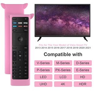 XRT136 Universal Remote for Vizio TV with Remote Case, Remote Control for Vizio Smart TVs 32" 40" 43" 50" 55" 58" 65" 70" 75" 85", Anti-Lost Silicone Remote Case for Vizio Smart TV Remote Cover-Pink