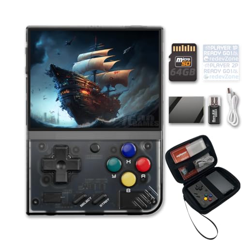 Miyoo Mini Handheld Game Console Portable Retro Games Consoles Rechargeable Battery Hand Held Classic System Black Transparent with Case