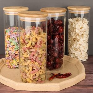 UrSpeedtekLive 32 OZ Glass Storage Jars with Airtight Bamboo Lids, Set of 8 Food Storage Jars with Wood Lids, Glass Kitchen Canisters, Clear Container for Flour, Dry Goods, Cookie, Candy, Rice, Pasta