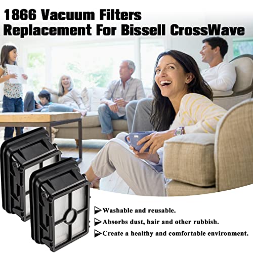 1866 Filters Replacement for Bissell CrossWave 1785 2306 2551 2554 2590 2593 2596 CrossWave Cordless Max All in One Wet-Dry Vacuum Cleaner Parts, Compared to Part # 1608684, 6 Pack