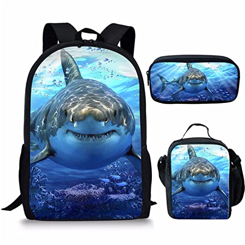 HELLHERO Shark Backpack for Kids Girls Boys Preschool Toddler Kindergarten School Bag Set with Lunch Box Pencil Purse for Weekend Holiday Trip Gifts