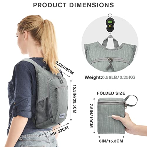 G4Free 10L/15L Hiking Backpack Lightweight Packable Hiking Daypack Small Travel Outdoor Foldable Shoulder Bag(Grey)