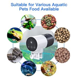 CHERLAM Automatic Fish Feeder Dispenser, 0.05Gal Adjustable Timer for Aquarium Fish & Turtle Tank, Auto Feeding on Vacation, Holidays