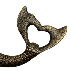 Cast Iron Mermaid Shaped Bottle Screw, Nautical Kitchen Accessory for Beach House and Themed Homes, Detailed Cap Opener for Adults, 7 Inches