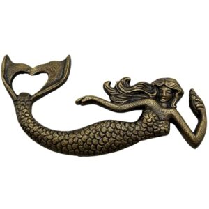 Cast Iron Mermaid Shaped Bottle Screw, Nautical Kitchen Accessory for Beach House and Themed Homes, Detailed Cap Opener for Adults, 7 Inches