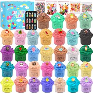 mini butter slime kit, 32 pack scented slime for kids party favor, diy putty slime toys stretchy and non-sticky, soft slime stress relief toys for girls and boys