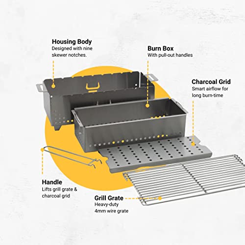 YAK Grills Hibachi Charcoal Grill - Easy to Use Charcoal Grill - Outdoor Tabletop Safe - Great for Travel, Camping, Patio, Balcony - Made from Stainless Steel - Operates Up to 750ºF - 5 Yr Warranty (Matte Black)