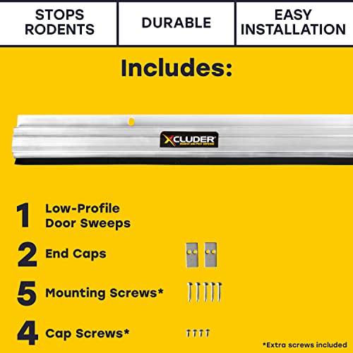 Xcluder 36 Low-Profile Door Sweep, Aluminum, Seals Out Rodents & Pests, Enhanced Weather Sealing, Easy to Install; Door Seal Rodent Guard; Rodent Proof Door Sweep
