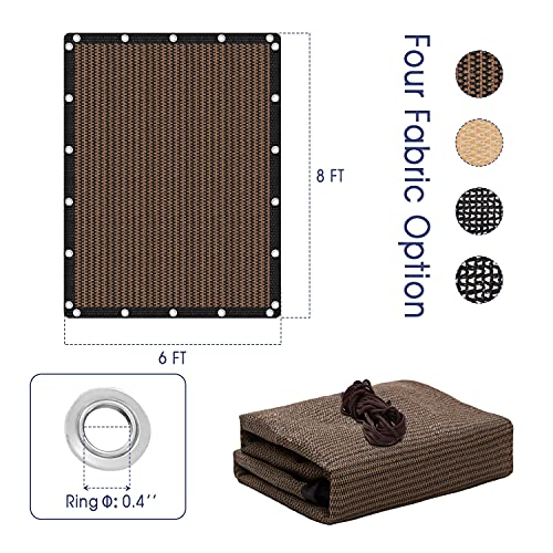 VICLLAX 90% Shade Fabric Sun Shade Cloth Privacy Screen with Reinforced Grommets for Outdoor Patio Garden Pergola Cover Canopy 6x8 FT, Mocha