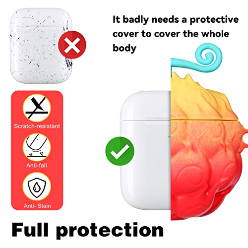 Gkv Silicone Case for Airpods 1/2 Design Fashion Unique 3D Cool Funny Cartoon Air Pods 1st/2nd Cover Cute Designer Stylish Shell Cases for Girls Boys Kids Teen for Airpods 1/2 (Red Yellow Fruit Food)