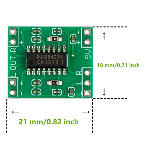 EPLZON PAM8403 Ultra Mini Digital Power Amplifier Board 2×3W Class D 2.5-5V Input can be Powered by USB(Pack of 10 pcs)