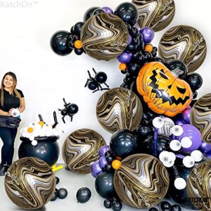 KatchOn, Black and Gold Marble Balloons - 22 Inch, Pack of 12 Agate Balloons | Marble Black and Gold Balloons | Marble Foil Balloons for Halloween Party Decorations | Gold and Black Marble Balloons