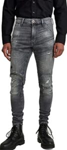 g-star raw men's 5620 3d zip knee skinny fit jeans, vintage ripped basalt, 32w x 30l