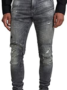 G-Star Raw Men's 5620 3D Zip Knee Skinny Fit Jeans, Vintage Ripped Basalt, 32W x 30L