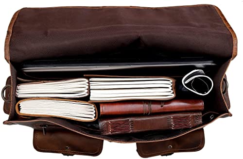 Leather 16 Inch Laptop Messenger Bag Vintage Briefcase Satchel for Men and Women