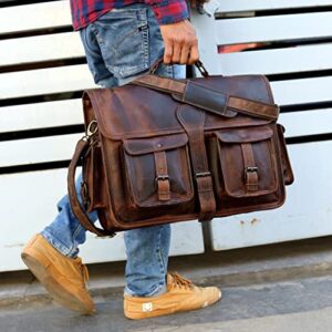 Leather 16 Inch Laptop Messenger Bag Vintage Briefcase Satchel for Men and Women