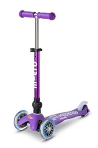 micro kickboard - foldable mini deluxe scooter, 3-wheeled, lean-to-steer, swiss-designed, award-winning for toddlers and preschoolers ages 2-5 (purple)
