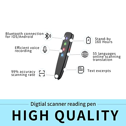 Language Translator Device, DOSMONO OCR Reading Pen, Dyslexia Reading Tool, 112 Languages Translator Device for Meetings Travelling Learning, Dictionary Pen, Book Reader, Exam Reading Pen