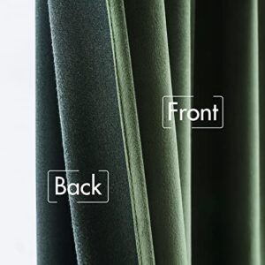 MIULEE Velvet Curtains 84 inches 2 Panels - Luxury Blackout Curtains for Bedroom Living Room Thermal Insulated Super Soft Window Drapes Rod Pocket & Back Tab, Olive Green, W52 x L84 inches