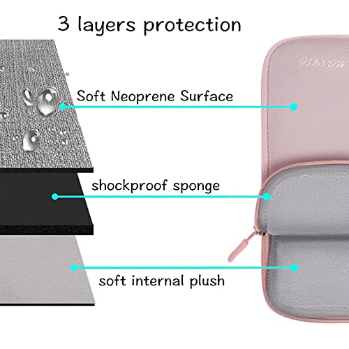 MOSISO Laptop Sleeve Compatible with MacBook Air/Pro, 13-13.3 inch Notebook, Compatible with MacBook Pro 14 inch 2023-2021 A2779 M2 A2442 M1, Neoprene Briefcase Bag with Detachable Small Case, Pink