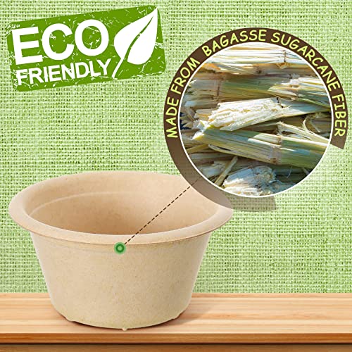 2 oz Natural Bagasse Fiber Cups Disposable Food Cup Sugarcane Small Sample Portion Cup Biodegradable Compostable Tasting Cups Souffle Condiment Sauce Ice Cream Cups Dishes for Party (200 Packs)