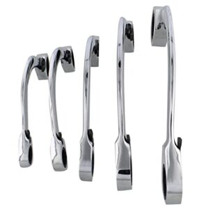 ABN Double Box Ratcheting Wrench Set - 5pc Half-Moon Shaped Metric Wrench Set Double Ended Wrench Set from 10 to 22mm