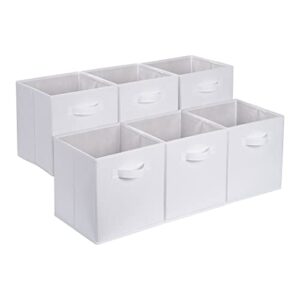amazon basics collapsible fabric storage cube organizer with handles, 10.5 x 10.5 x 11 inch, white - pack of 6